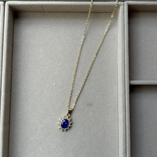 Pretty Gorgeous Stuff blue sun pendant necklace product shot