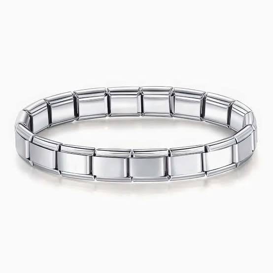 Plain silver Italian Charm assembled stainless steel Bracelet 