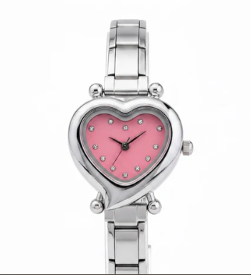 Heart Pink Dial Italian Charm Watch