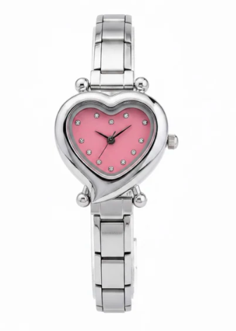 Heart Pink Dial Italian Charm Watch