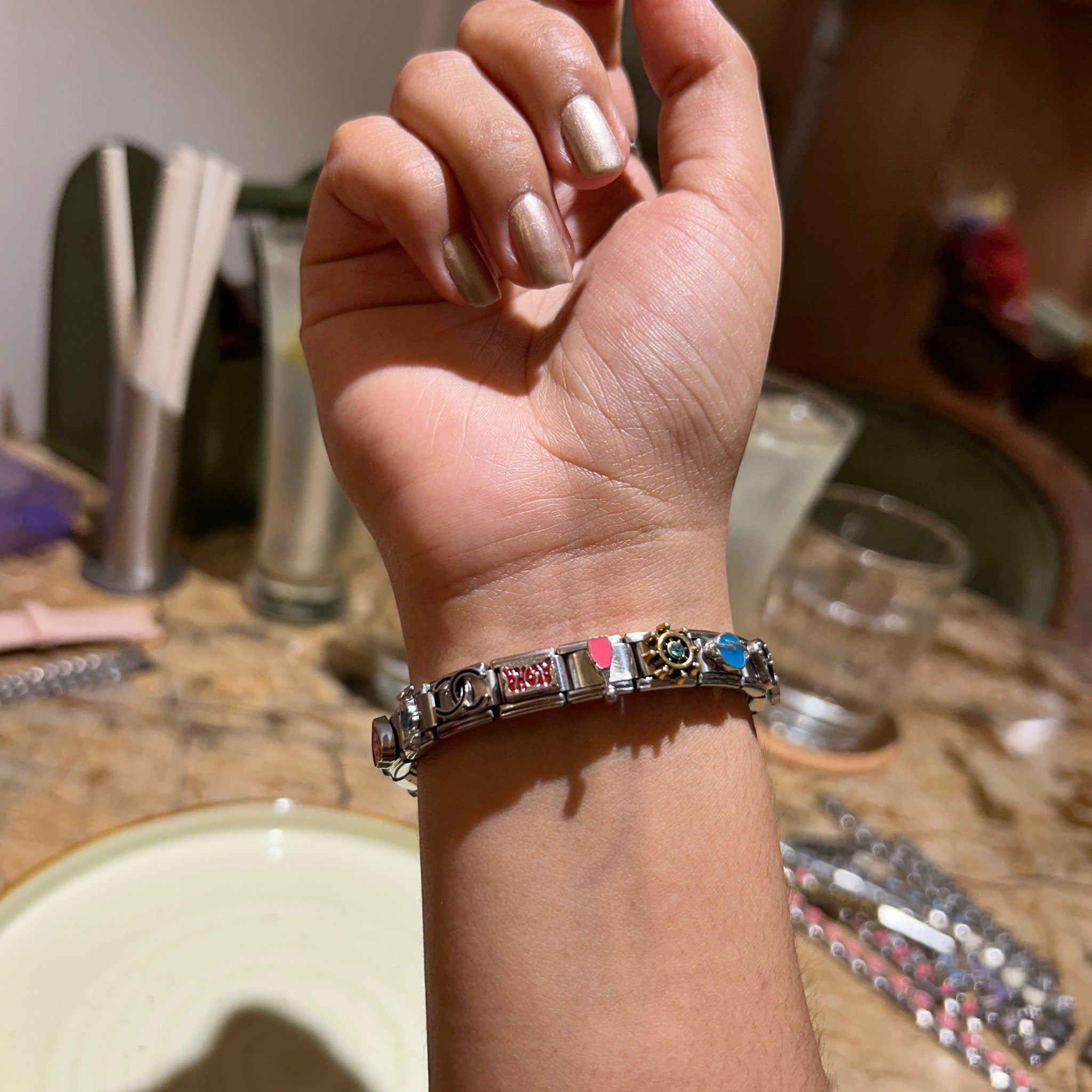 Premade Silver Italian Charm bracelet