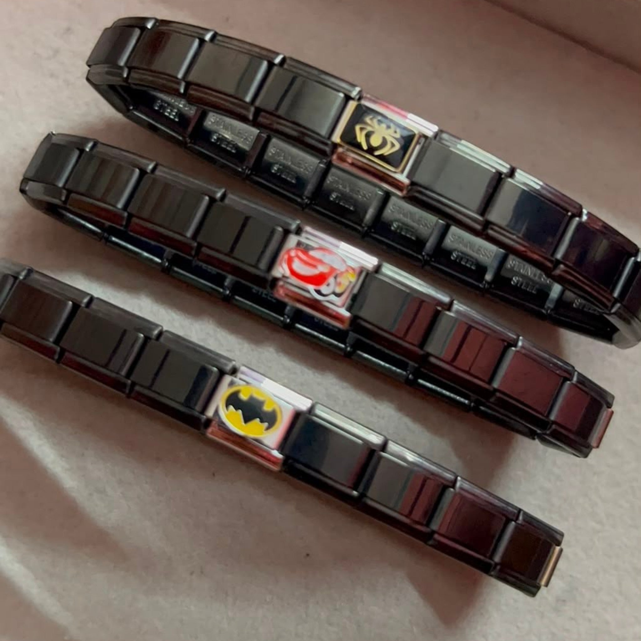 Black Animation Themed Italian Charm Bracelet