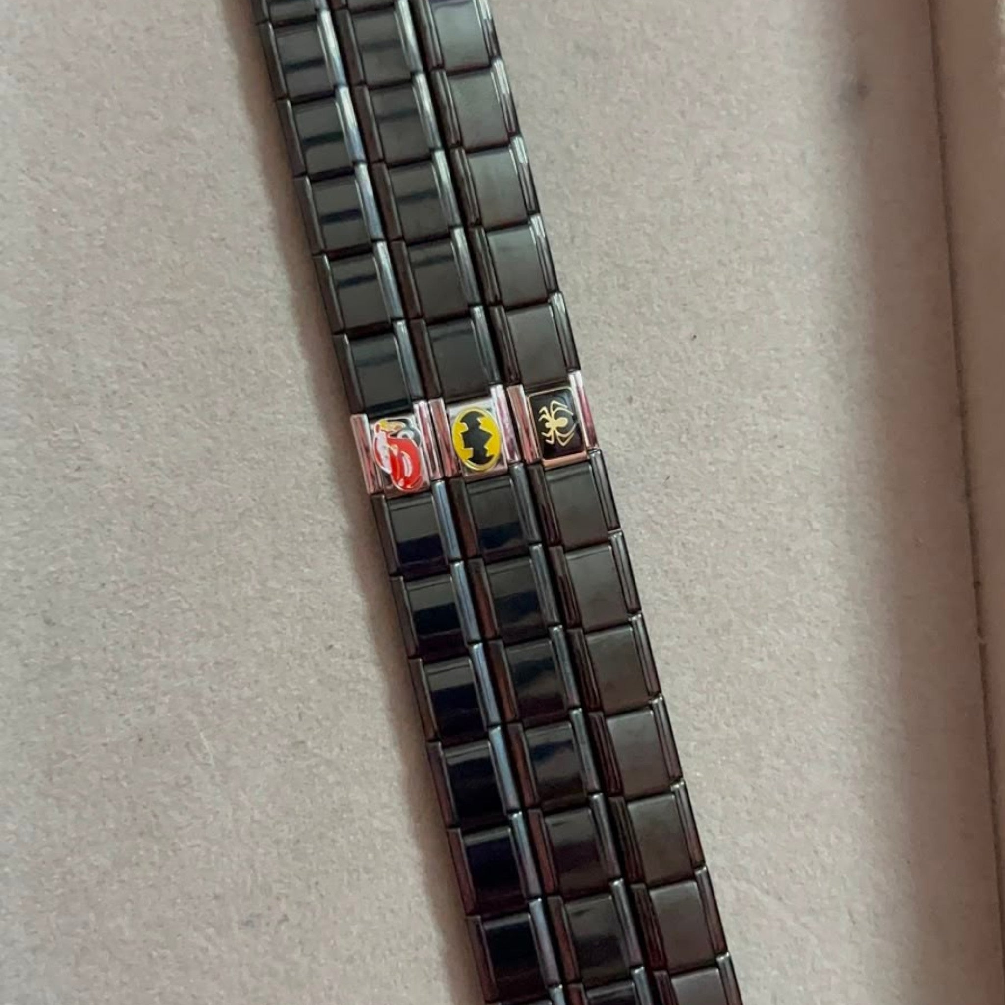 Black Animation Themed Italian Charm Bracelet