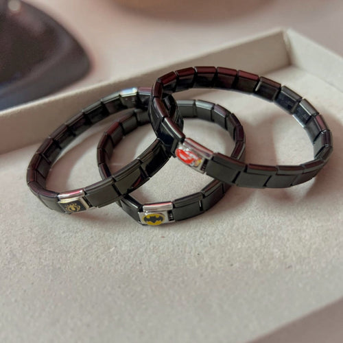Black Animation Themed Italian Charm Bracelet