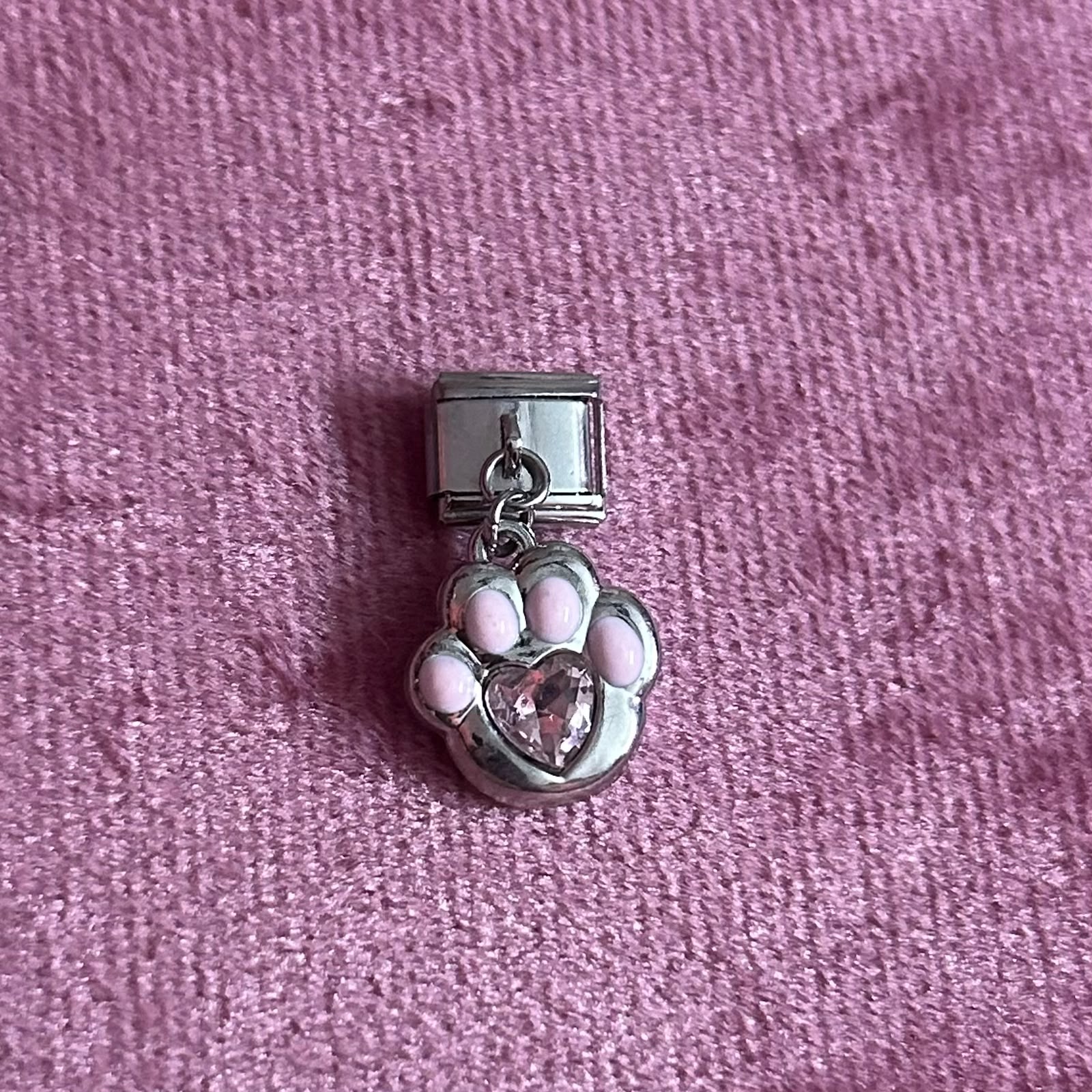 Studded Paw |Silver Pendant Italian Charm