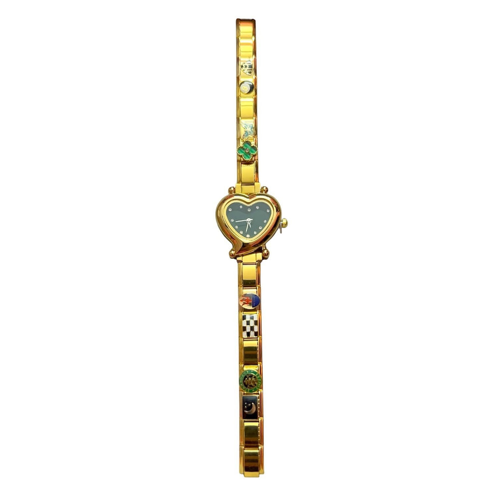 Pretty Gorgeous Stuff heart Italian charm band watch styled on wrist