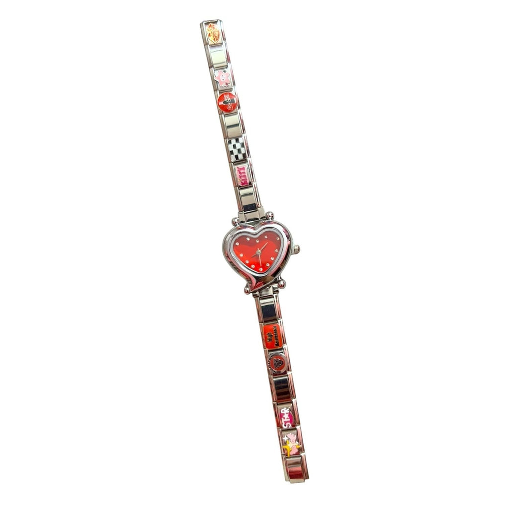 Pretty Gorgeous Stuff heart Italian charm band watch product shot