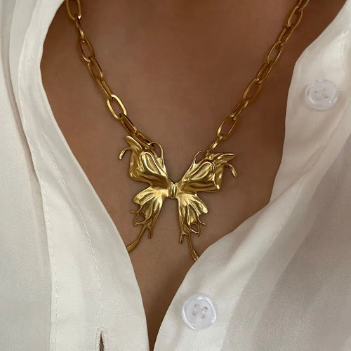 Pretty Gorgeous Stuff Butterfly Pendant Chain gold plated stainless steel product banner